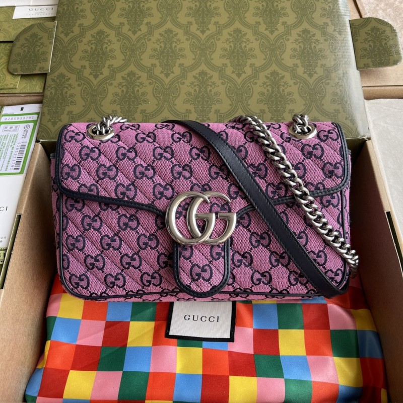 Replica Gucci Best 443497 GG Marmont Multicolor small shoulder pink bag